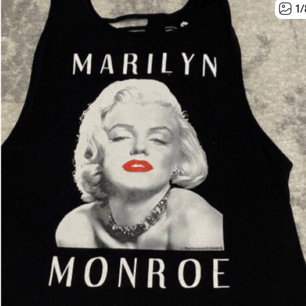 Black Graphic Tank Top with Marilyn Monroe Print